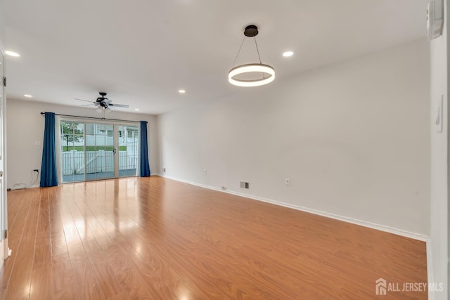 26 Desoto Dr, Franklin Twsp, NJ 08823 - empty room with ceiling fan, light wood-style flooring, and recessed lighting