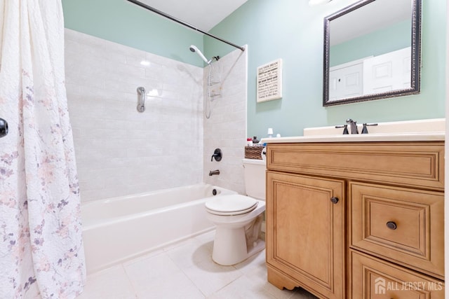 135 Archery Ct, Old Bridge, NJ 08857 - bathroom featuring vanity, toilet, tile patterned floors, and shower / tub combo with curtain