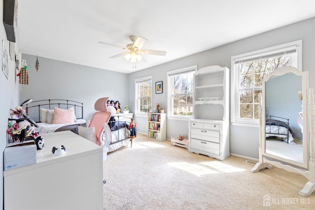 135 Archery Ct, Old Bridge, NJ 08857 - bedroom featuring carpet flooring, a ceiling fan, and visible vents
