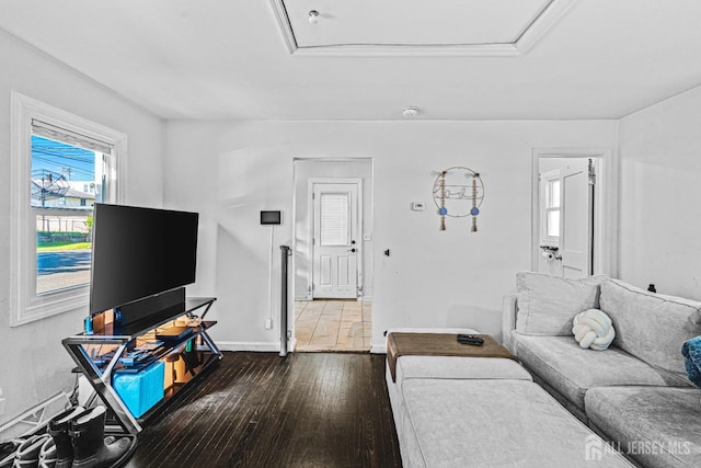 426 Catherine St, South Amboy, NJ 08879 - living area with dark wood finished floors and baseboards
