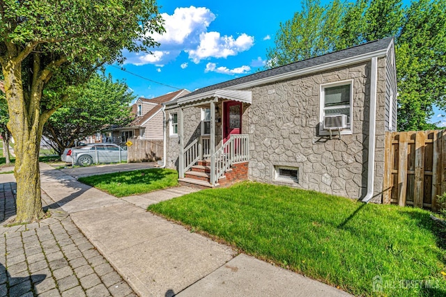426 Catherine St, South Amboy, NJ 08879 - view of front of home with stone siding and cooling unit