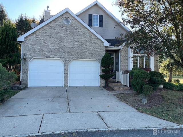 view of front property with a garage