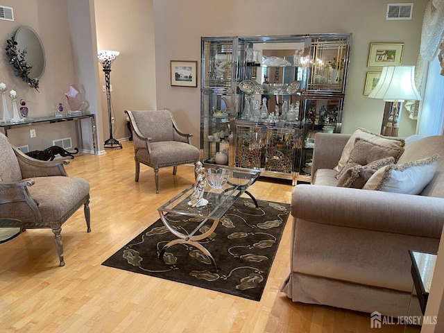 living room with wood-type flooring