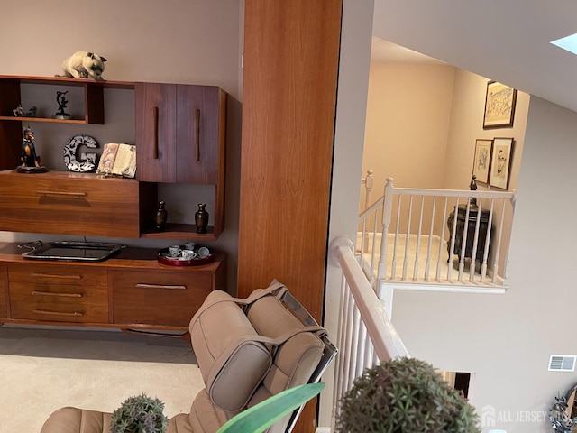 kitchen featuring carpet floors