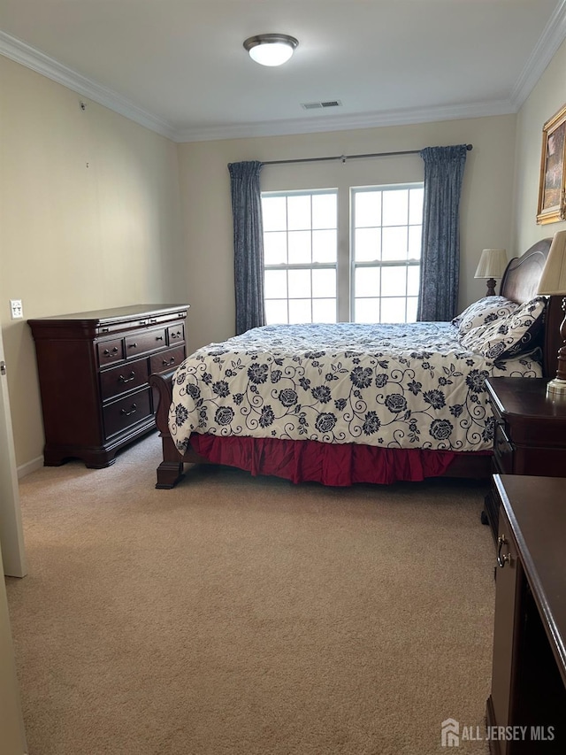 4207 Cedar Village Blvd, East Brunswick, NJ 08816 - bedroom with light colored carpet and ornamental molding