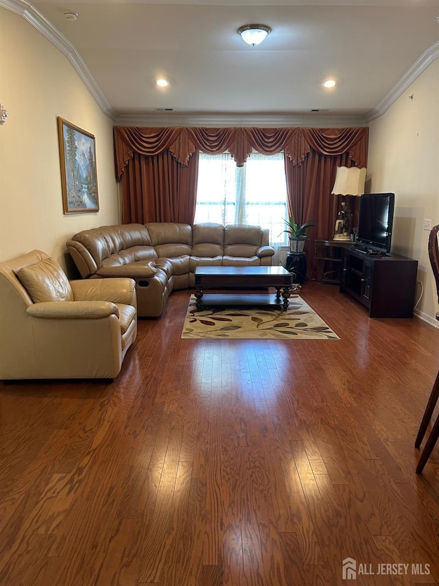 4207 Cedar Village Blvd, East Brunswick, NJ 08816 - living area featuring ornamental molding and wood finished floors