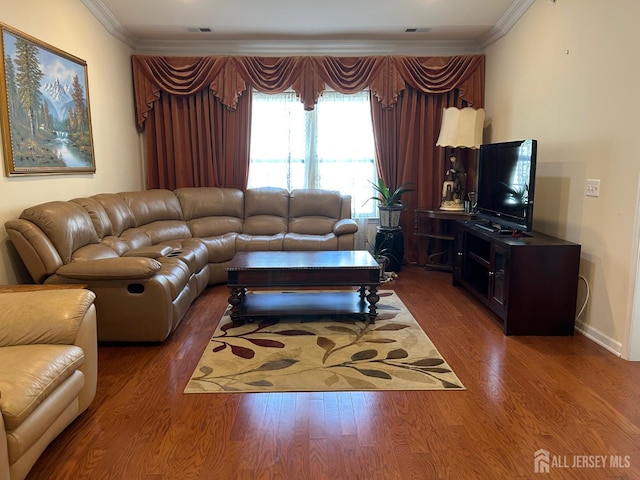 4207 Cedar Village Blvd, East Brunswick, NJ 08816 - living room featuring crown molding and wood finished floors