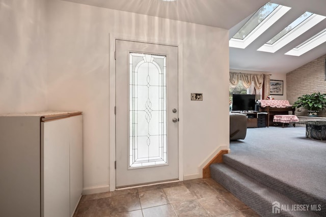 14 Bosko Dr, East Brunswick, NJ 08816 - foyer entrance featuring a skylight and lofted ceiling