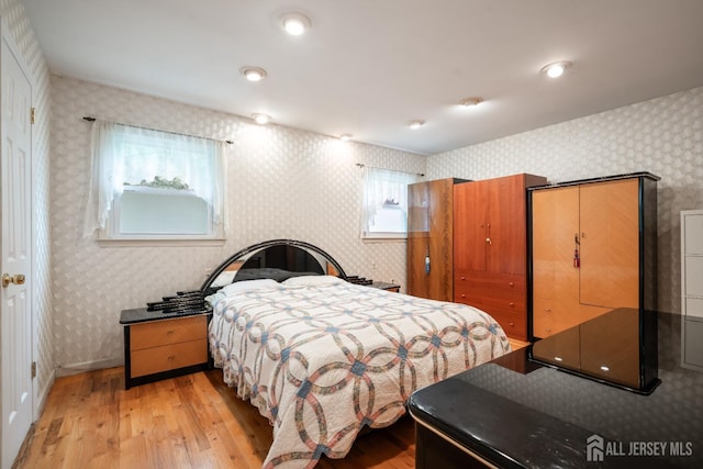 14 Bosko Dr, East Brunswick, NJ 08816 - bedroom featuring wallpapered walls, light wood finished floors, and multiple windows