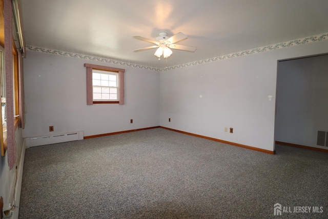 13 Olchaskey Ave, South River, NJ 08882 - spare room featuring a baseboard heating unit, carpet floors, and ceiling fan