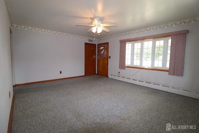 13 Olchaskey Ave, South River, NJ 08882 - spare room with a baseboard radiator, ceiling fan, and carpet floors