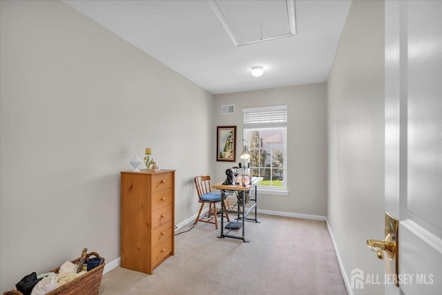 1 Ballybunion Dr, Monroe, NJ 08831 - office area with light colored carpet, attic access, and baseboards