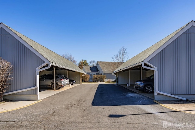 view of covered parking lot