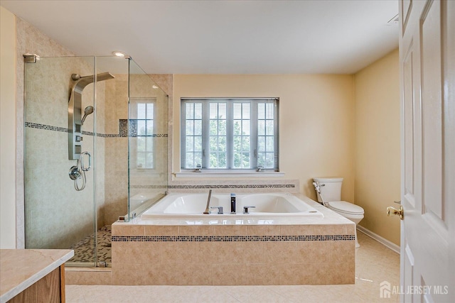 37 Muirfield Blvd, Monroe, NJ 08831 - bathroom with a bath, a shower stall, tile patterned flooring, and vanity