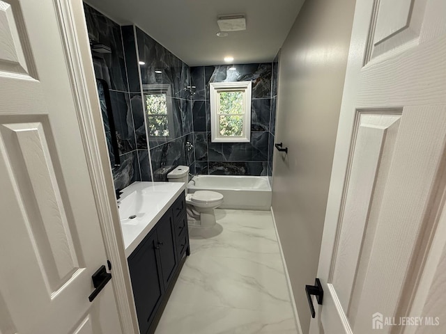 179 Buckelew Ave Unit A, Jamesburg, NJ 08831 - full bath featuring vanity, marble finish floors, and washtub / shower combination