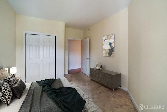 540 Cranbury Rd Unit 407, East Brunswick, NJ 08816 - bedroom with a closet, baseboards, and light carpet