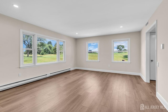 377-B Old Nassau Rd, Monroe, NJ 08831 - unfurnished room with baseboard heating, plenty of natural light, light wood-style flooring, and recessed lighting