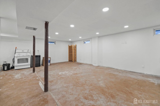basement with recessed lighting