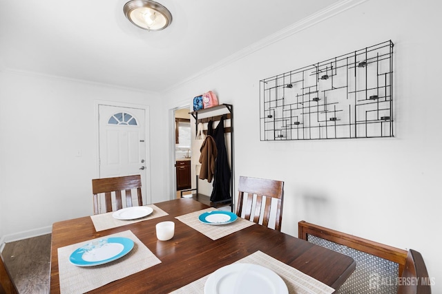 2903 Grasselli Ave, Linden, NJ 07036 - dining space with ornamental molding, baseboards, and wood finished floors