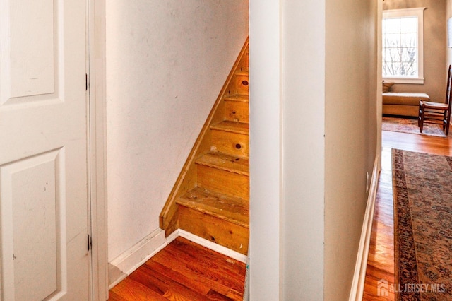 stairs with wood finished floors