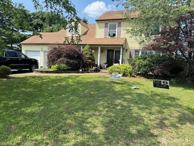 18 High Point Way, Piscataway, NJ 08854 - view of front of home with an attached garage, a front yard, and roof with shingles