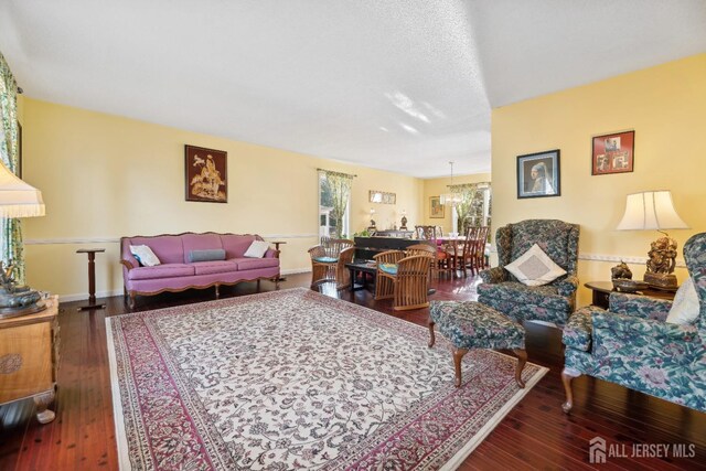 living room with hardwood / wood-style flooring