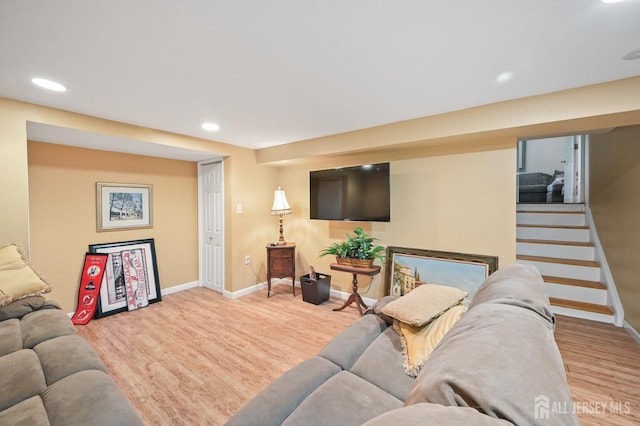 134 Devon Rd, Colonia, NJ 07067 - living area with wood finished floors, recessed lighting, and stairway