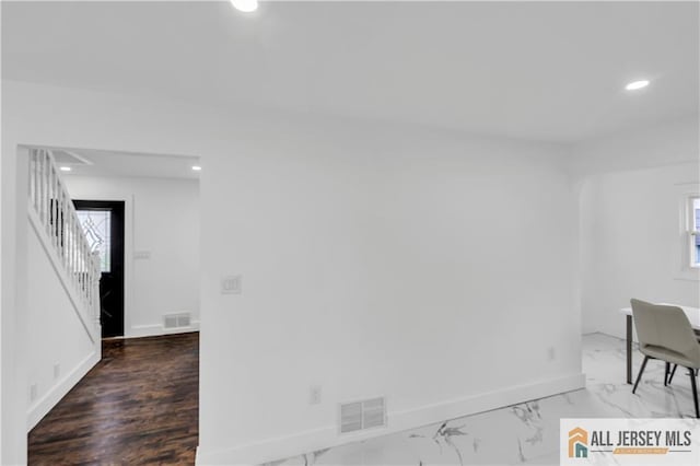 99 Crestview Rd, Fords, NJ 08863 - empty room with recessed lighting, stairway, and marble finish floors