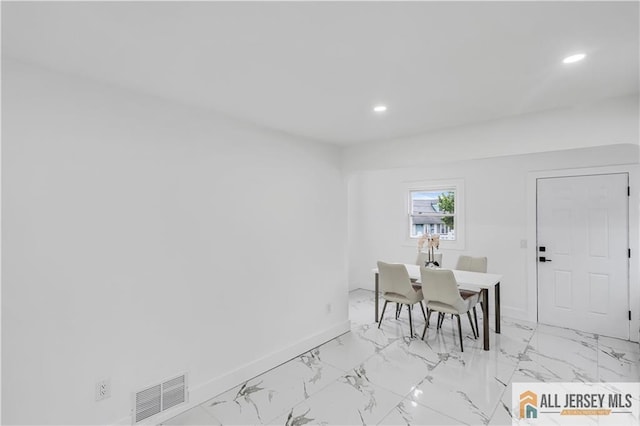 99 Crestview Rd, Fords, NJ 08863 - dining space featuring recessed lighting and light marble finish flooring