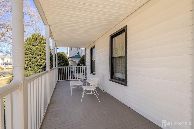 deck with covered porch