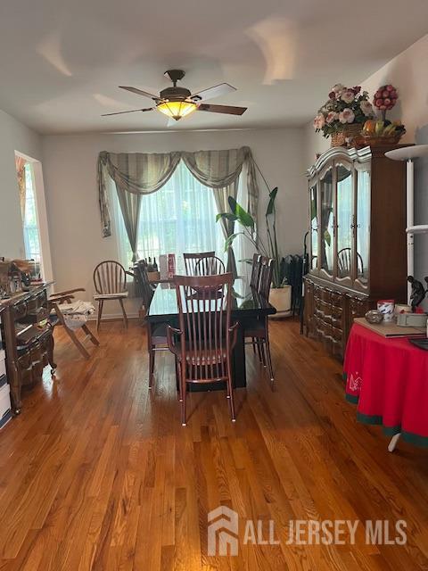 11 Pebble Beach Ct, Monroe, NJ 08831 - dining room featuring ceiling fan and wood finished floors