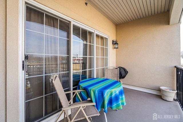 balcony with a baseboard radiator