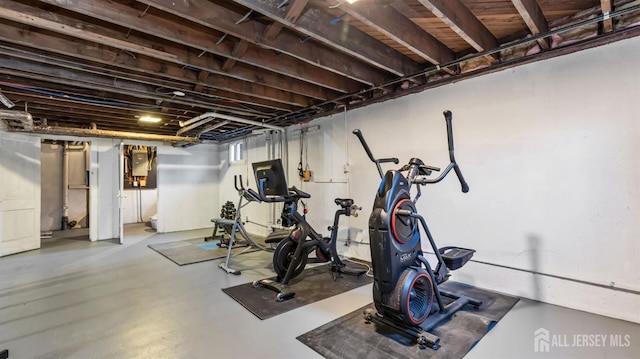 exercise room featuring electric panel