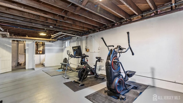 workout area with electric panel