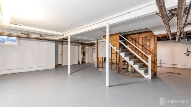 below grade area featuring stairs