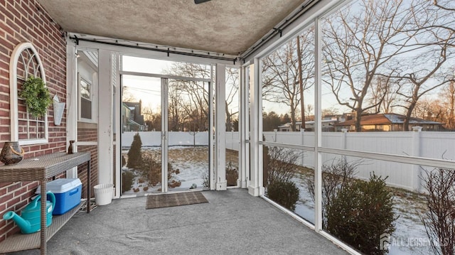 view of unfurnished sunroom