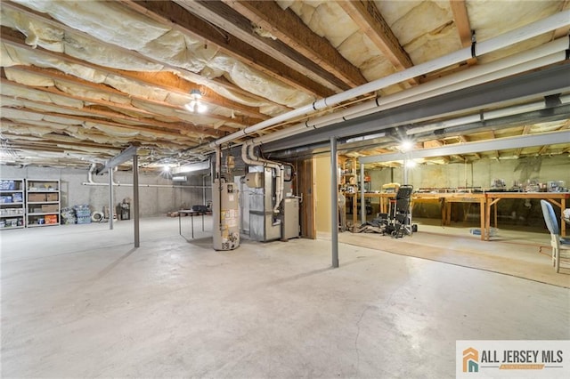 8 Tamarack Rd, Monroe, NJ 08831 - unfinished below grade area featuring gas water heater and heating unit