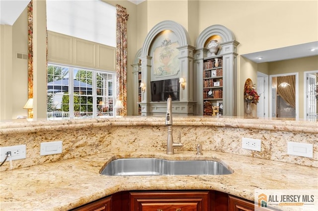 8 Tamarack Rd, Monroe, NJ 08831 - kitchen with light stone counters and a high ceiling