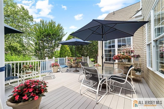 8 Tamarack Rd, Monroe, NJ 08831 - wooden deck featuring outdoor dining area