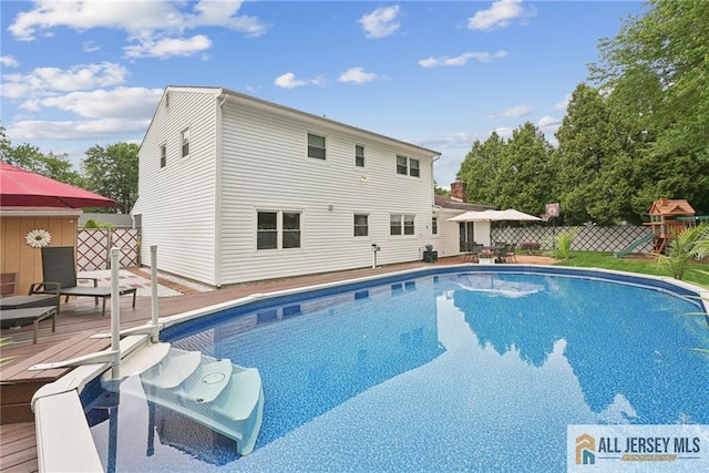39 Evergreen Ter, Monroe, NJ 08831 - view of pool with a deck and a playground