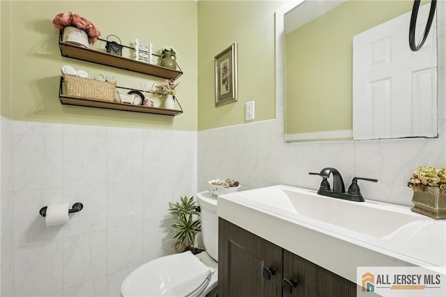 39 Evergreen Ter, Monroe, NJ 08831 - bathroom with vanity, tile walls, and wainscoting