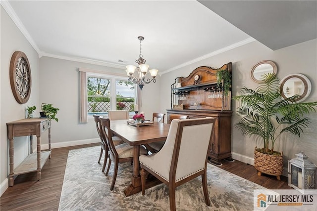 39 Evergreen Ter, Monroe, NJ 08831 - dining space with a chandelier, crown molding, and wood finished floors