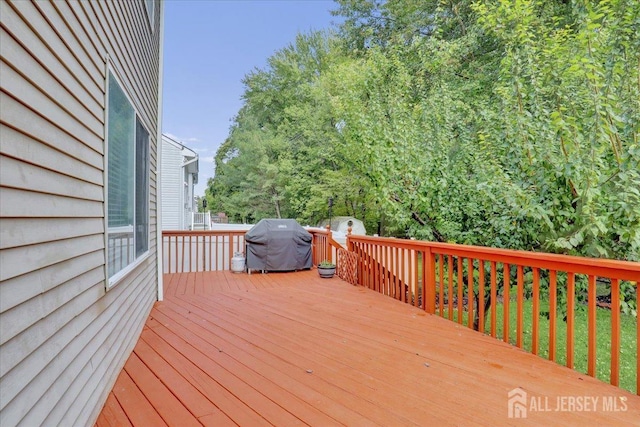 deck featuring grilling area