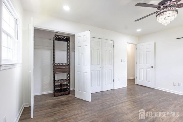 20 Wick Dr, Fords, NJ 08863 - unfurnished bedroom with dark wood-type flooring, recessed lighting, and a ceiling fan