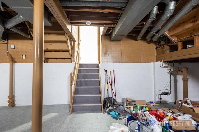 20 Wick Dr, Fords, NJ 08863 - unfinished below grade area with stairs and concrete block wall