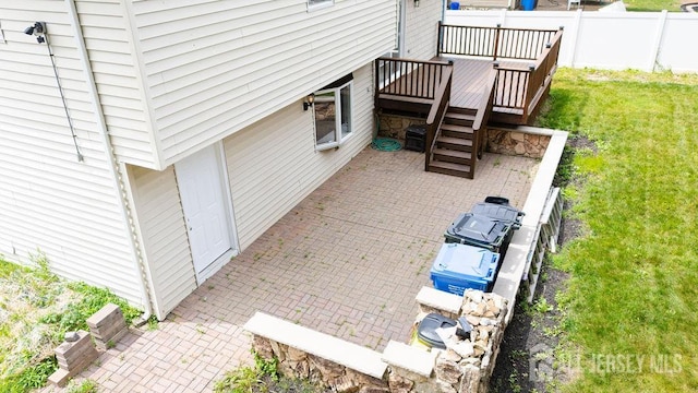 20 Wick Dr, Fords, NJ 08863 - view of patio / terrace featuring a wooden deck and stairs