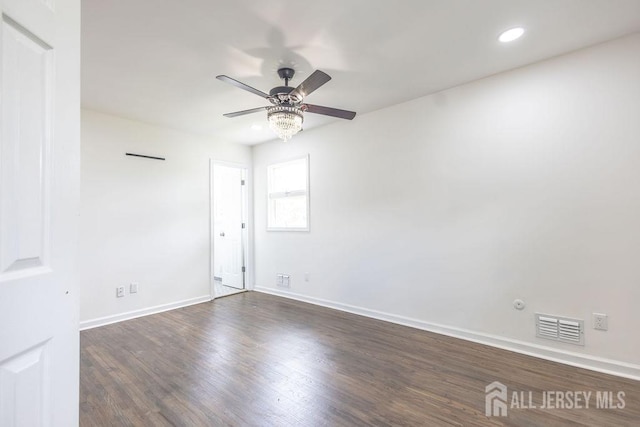 20 Wick Dr, Fords, NJ 08863 - spare room featuring ceiling fan, dark wood finished floors, and recessed lighting