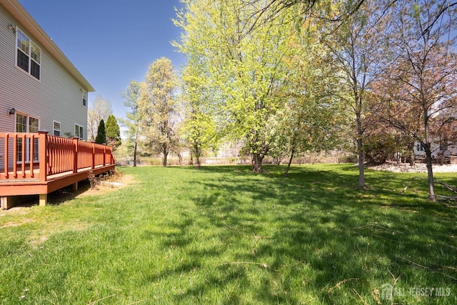 23 Heather Ct, Plainsboro, NJ 08536 - view of grassy yard with a wooden deck