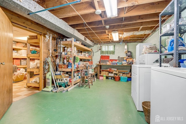 92 Maplewood Ave, Edison, NJ 08837 - basement with a workshop area and washing machine and dryer