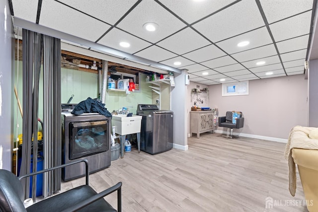 430 Wood Ave, North Brunswick, NJ 08902 - finished basement featuring washer and clothes dryer, recessed lighting, and wood finished floors